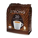 Kaffekapslen Strong 20 package and pods for Senseo