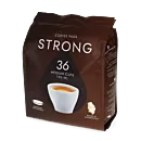 Kaffekapslen Strong 36 package and pods for Senseo